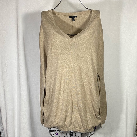 Mango Sweaters - MNG light brown sweater with sparkles size M